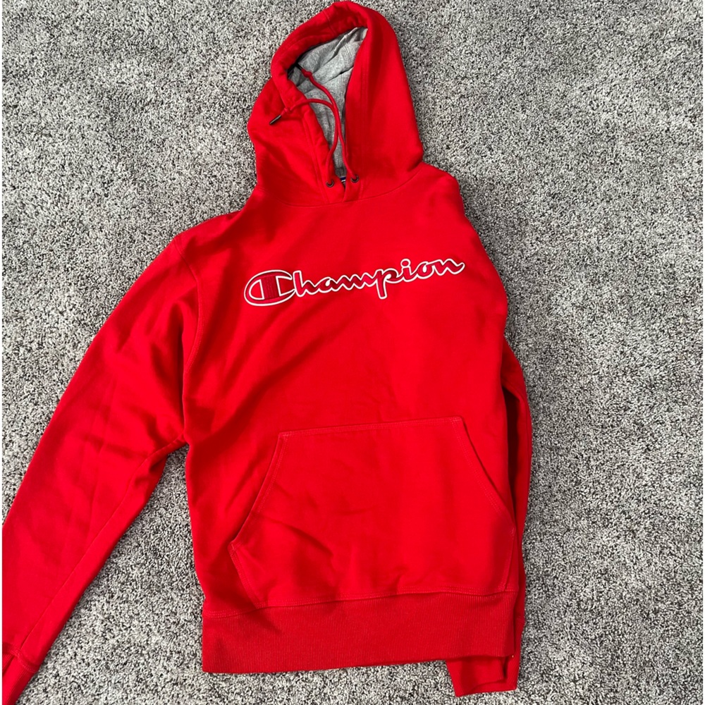 Red champion hoodie
